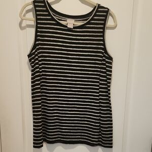 Chico's Black and White Ribbed Sleeveless Tank Top